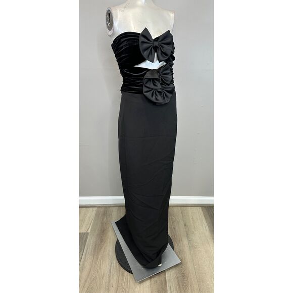 Ronny Kobo Constance Bow Cut-Out Column Gown Size M $698 - Picture 11 of 12